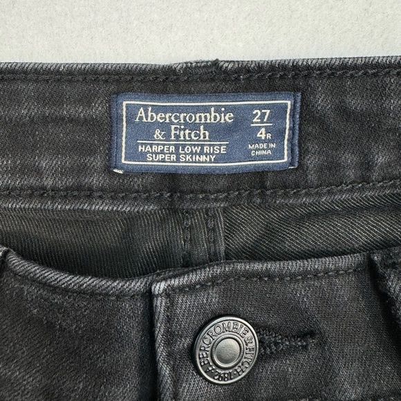 Abercrombie Fitch Harper Low Rise Super Skinny Jeans Womens Size 27/4 Black Wash - Picture 5 of 16